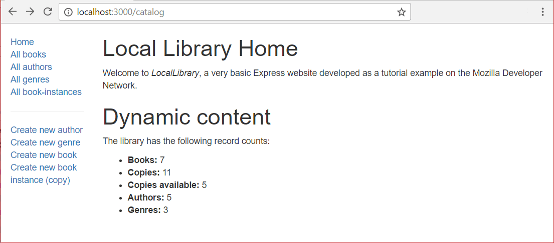Startseite - Express Local Library Seite