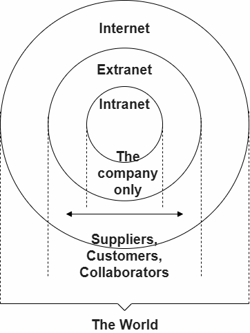 Representación gráfica de cómo funcionan las Intranets y Extranets